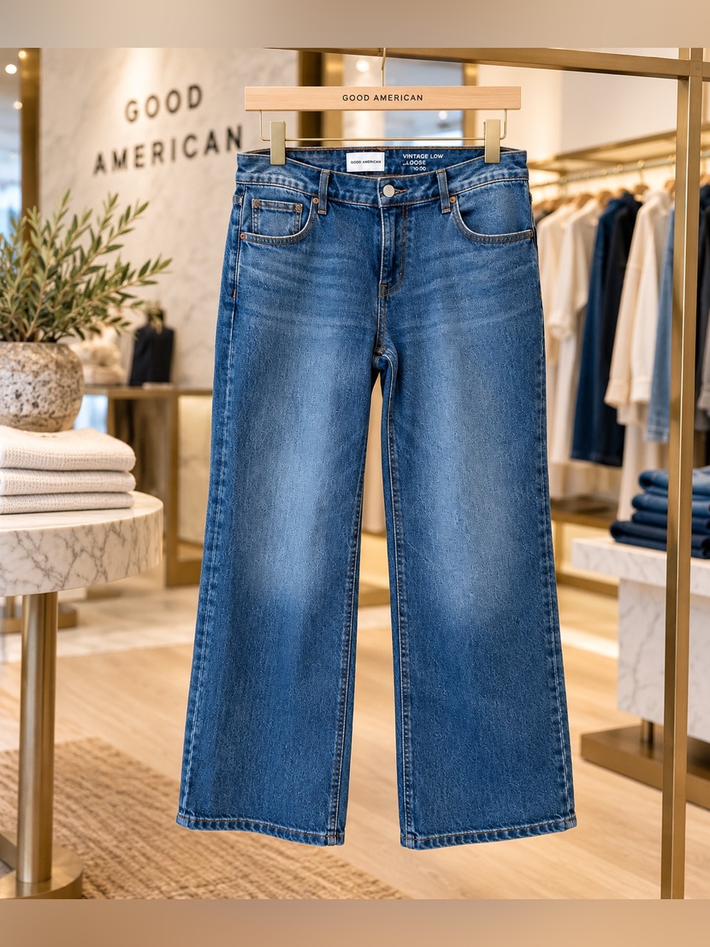 GOOD AMERICAN Vintage Low Loose Jeans Size 10/30 Medium Wash